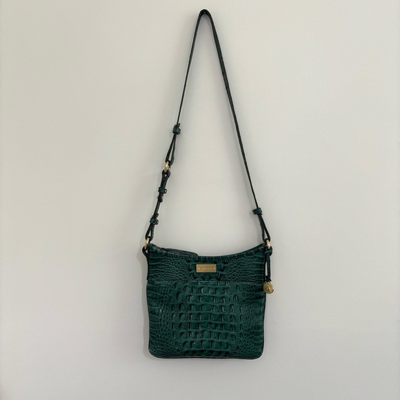 Brahmin Jody Melbourne Crossbody Bag Rare Retired Peacock Color Green / Blue - Picture 8 of 9
